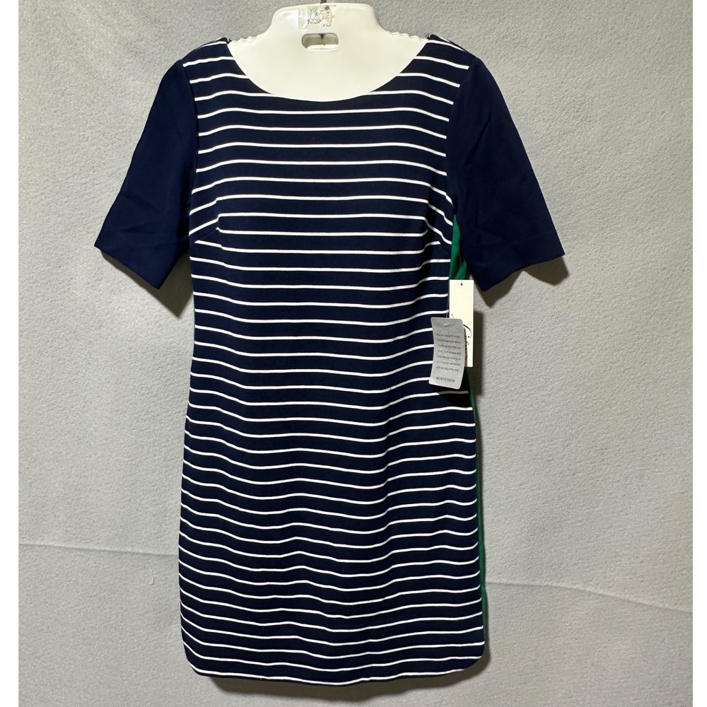Eliza J Women's Striped Sheath Dress Navy Green Size 8P Petite NWT Nautical